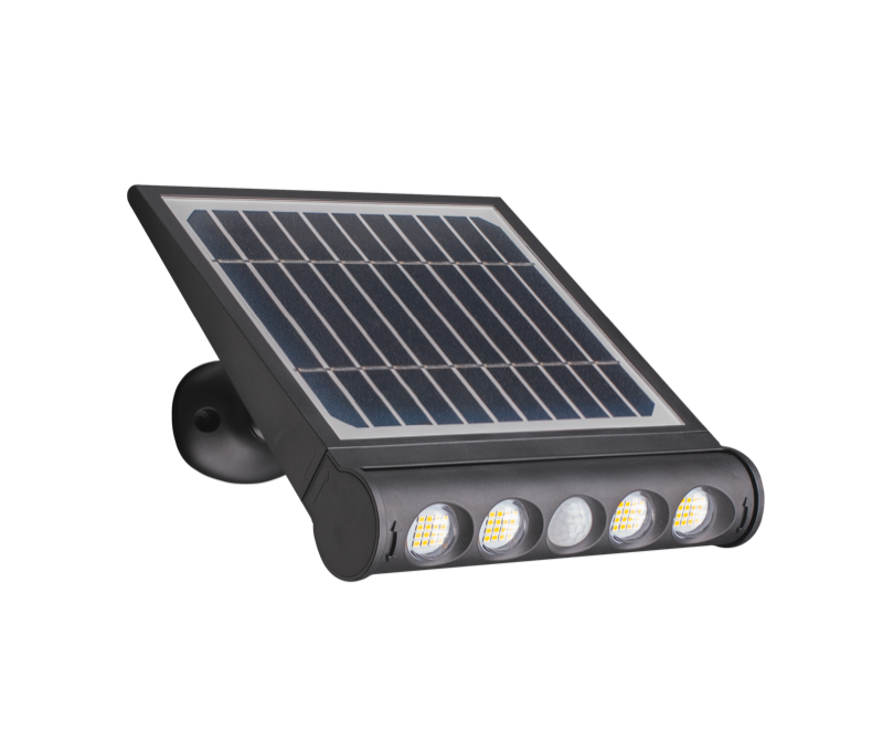 CENTURY GENIUS černé solární nástěnné svítidlo 8W LED 4000K IP65 se senzorem pohybu a denního světla