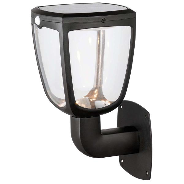SYLVANIA Gizmo Lantern, černé solární nástěnné svítidlo, 4,5W LED, 4000K, IP54, se senzorem pohybu a denního světla