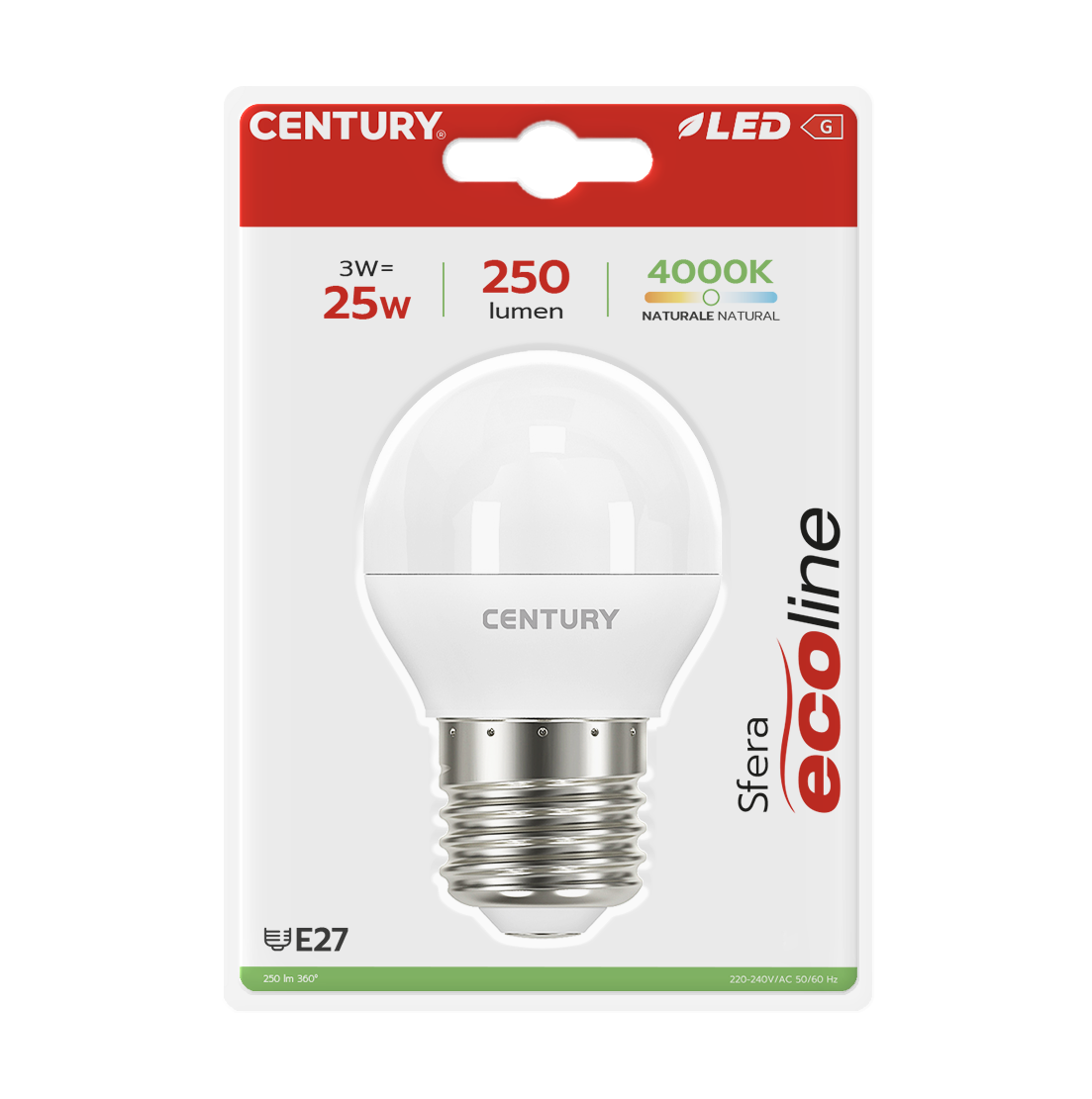 CENTURY ECOLINE LED KAPKA 3W E27 4000K 250lm