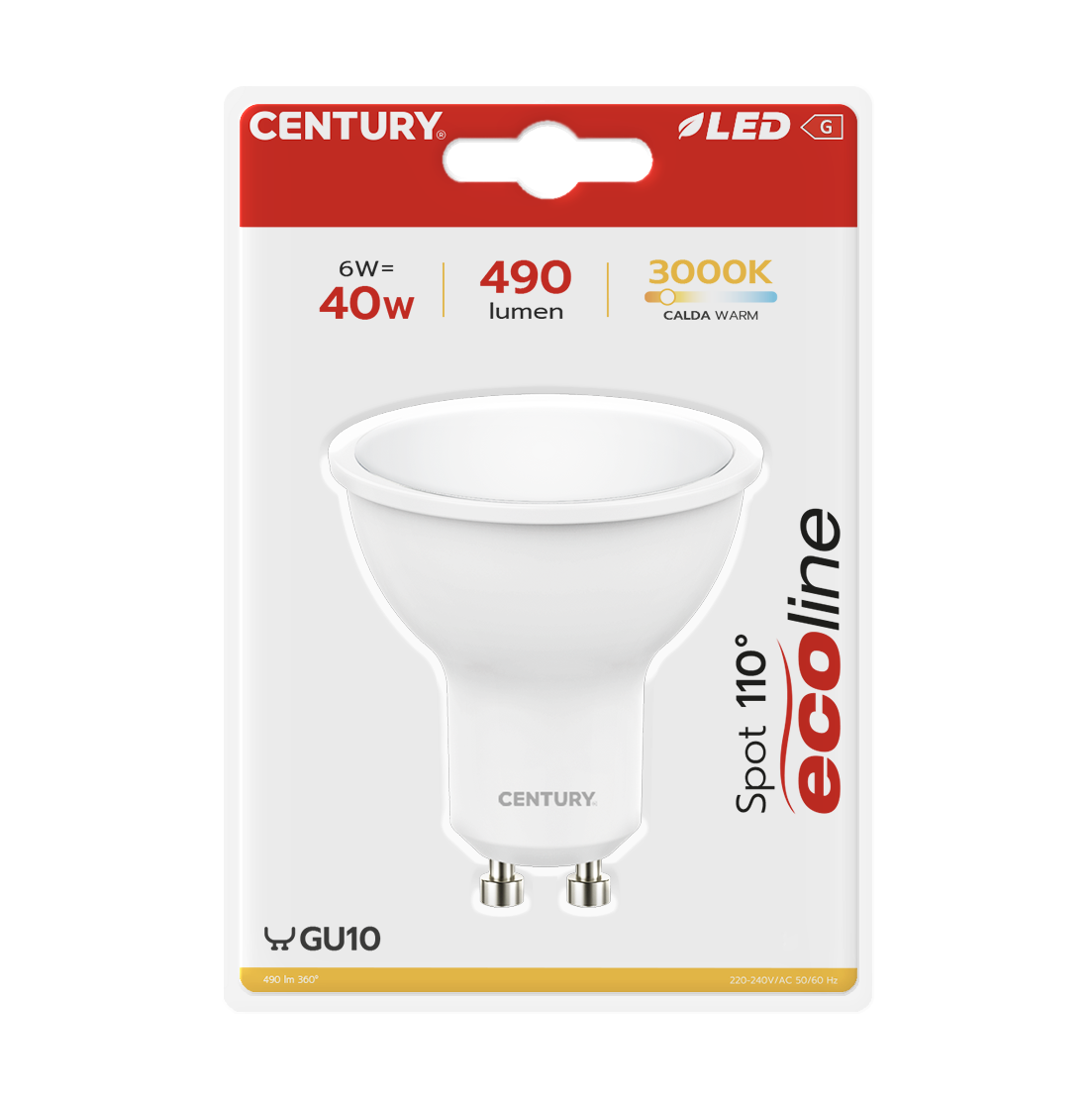 CENTURY LED GU10 ECOLINE 6W 3000K 490lm 110°