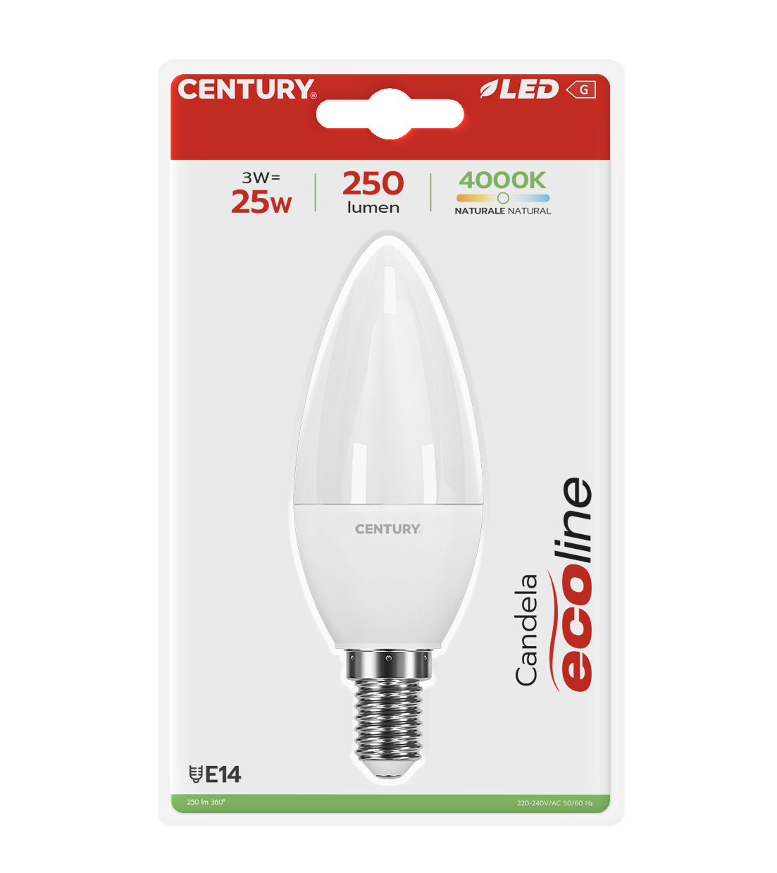 CENTURY ECOLINE LED SVÍČKA 3W E14 4000K 250lm