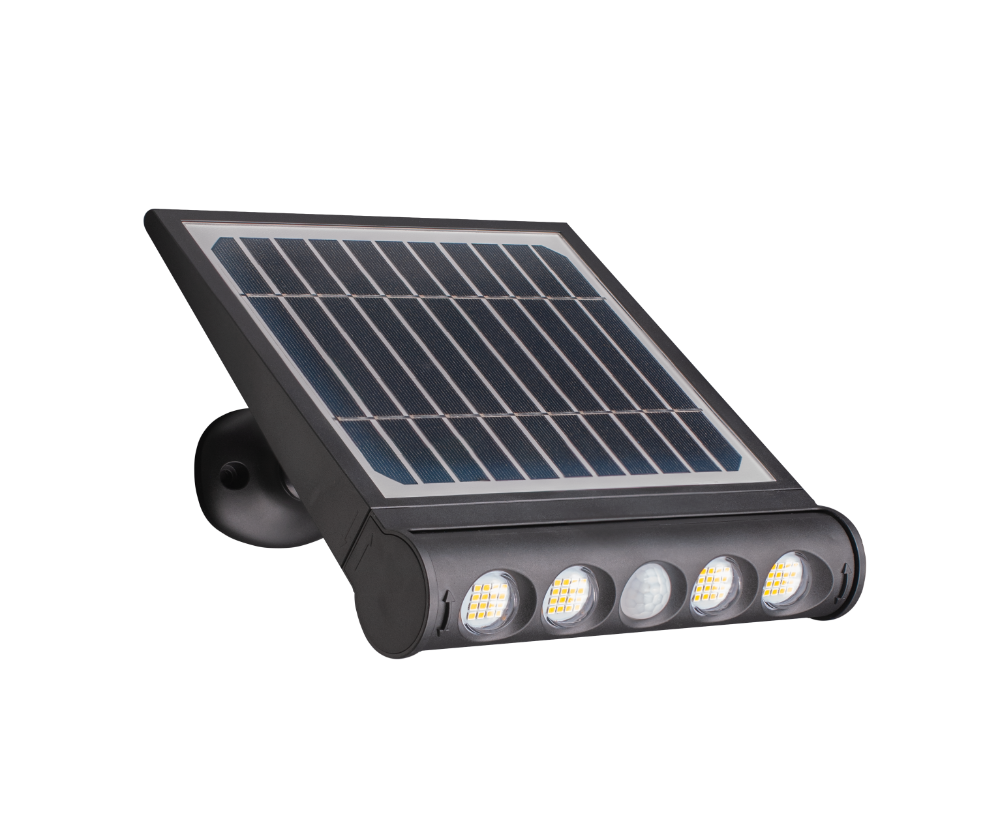 CENTURY GENIUS černé solární nástěnné svítidlo 8W LED 4000K IP65 se senzorem pohybu a denního světla