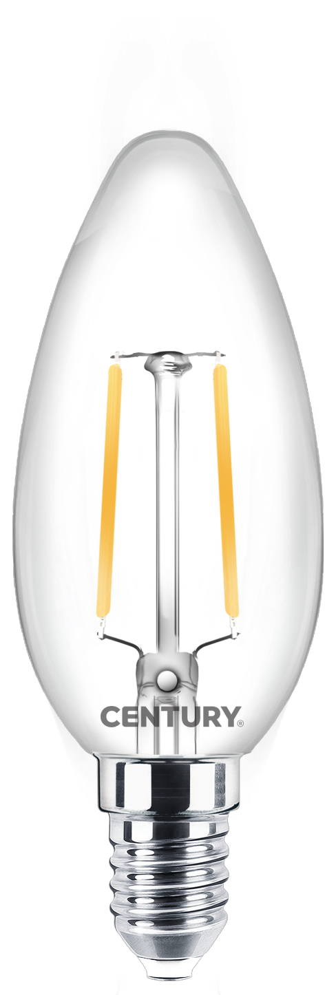 CENTURY INCANTO LED FILAMENT svíčka čirá 2W E14 4000K 250lm IP20 