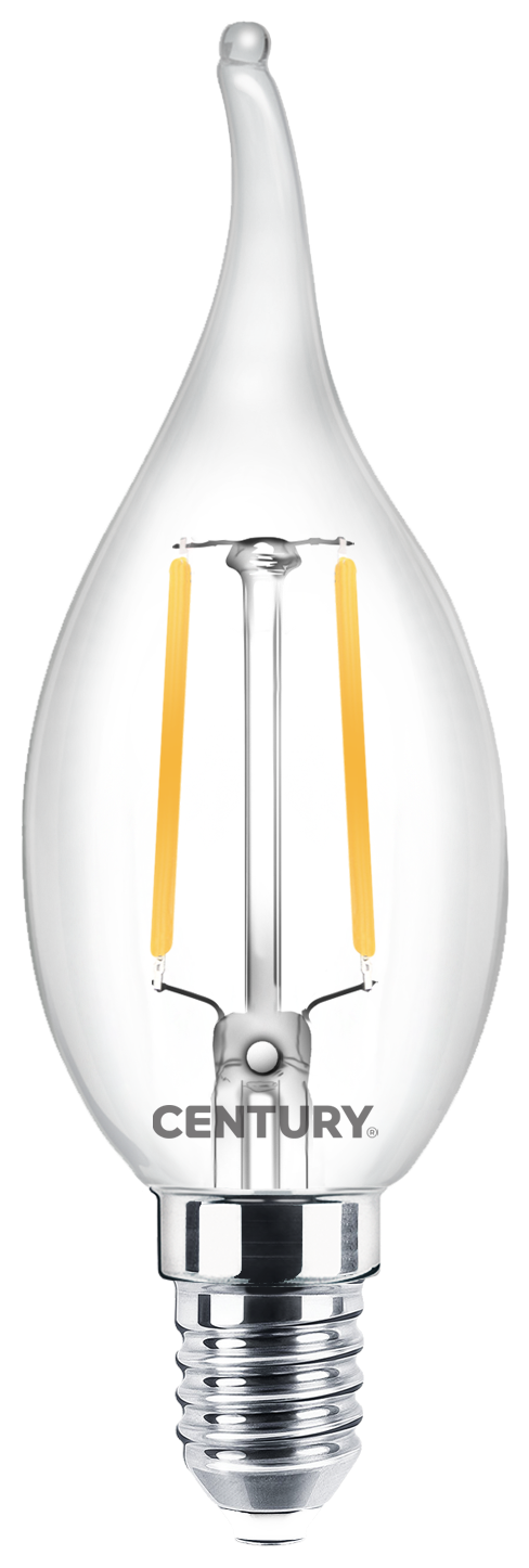 LED FILAMENT SVÍČKA PLAMEN ČIRÁ 2W E14 2700K 245Lm