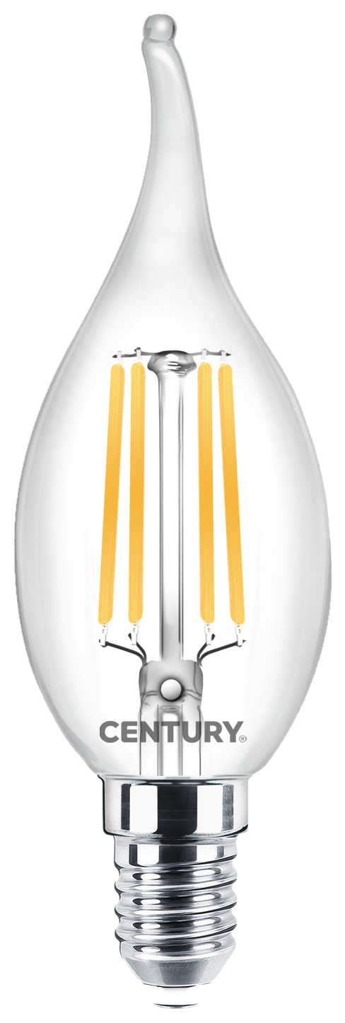 LED FILAMENT SVÍČKA PLAMEN ČIRÁ 4W E14 4000K 470Lm 360d 35x118mm IP20