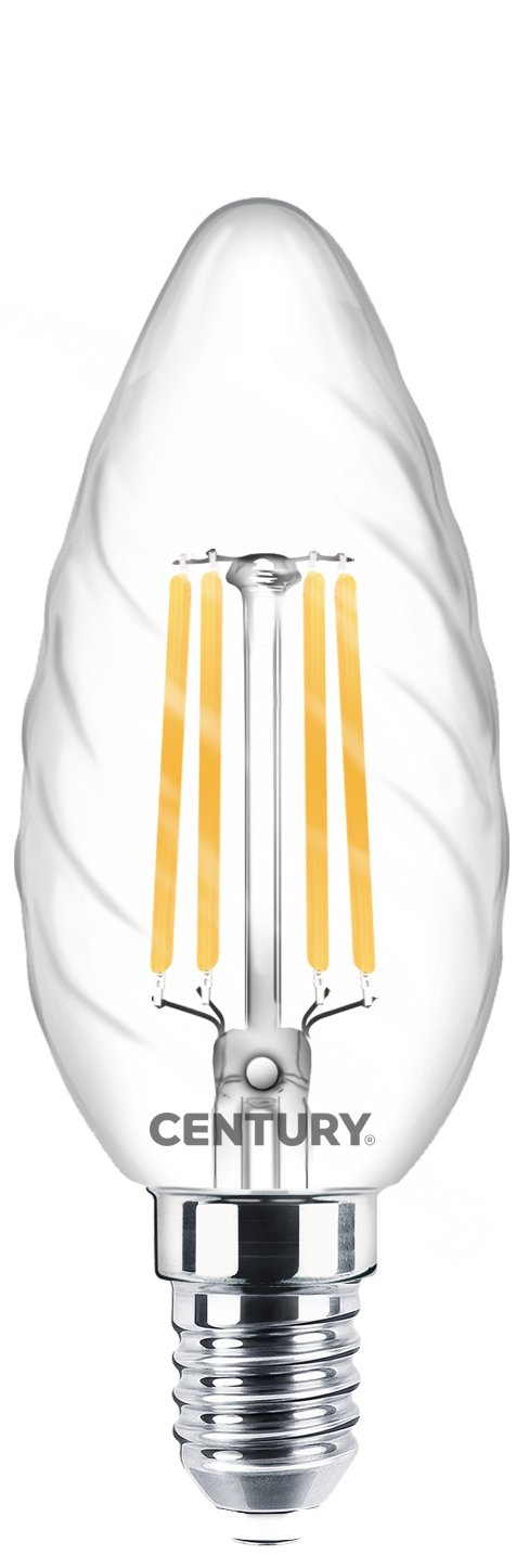 CENTURY LED FILAMENT SVÍČKA ČIRÁ TWIST 6W E14 4000