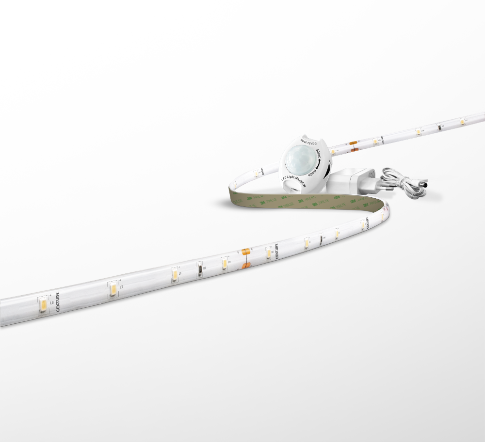 CENTURY LED pásek 2x 1,2m 2,9W/m 3000K se senzorem a trefem do zásuvky 