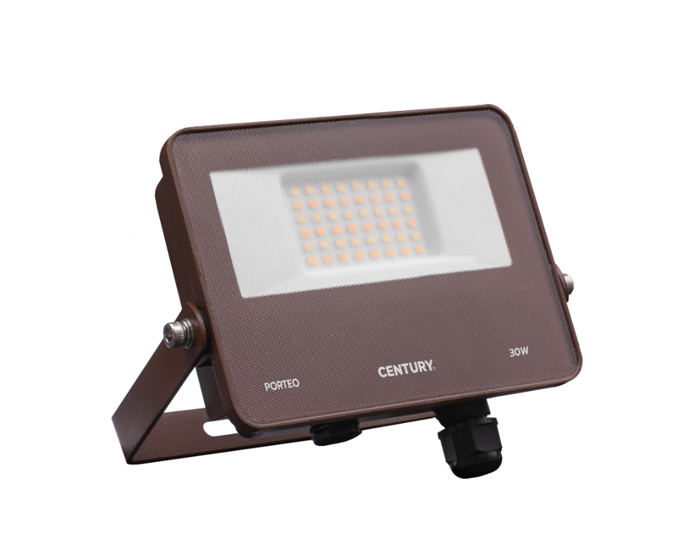 CENTURY PORTEO CCT LED reflektor 30W 3000/4000/6500K 3000lm IP65 hnědý s připojením přímo do svítidla