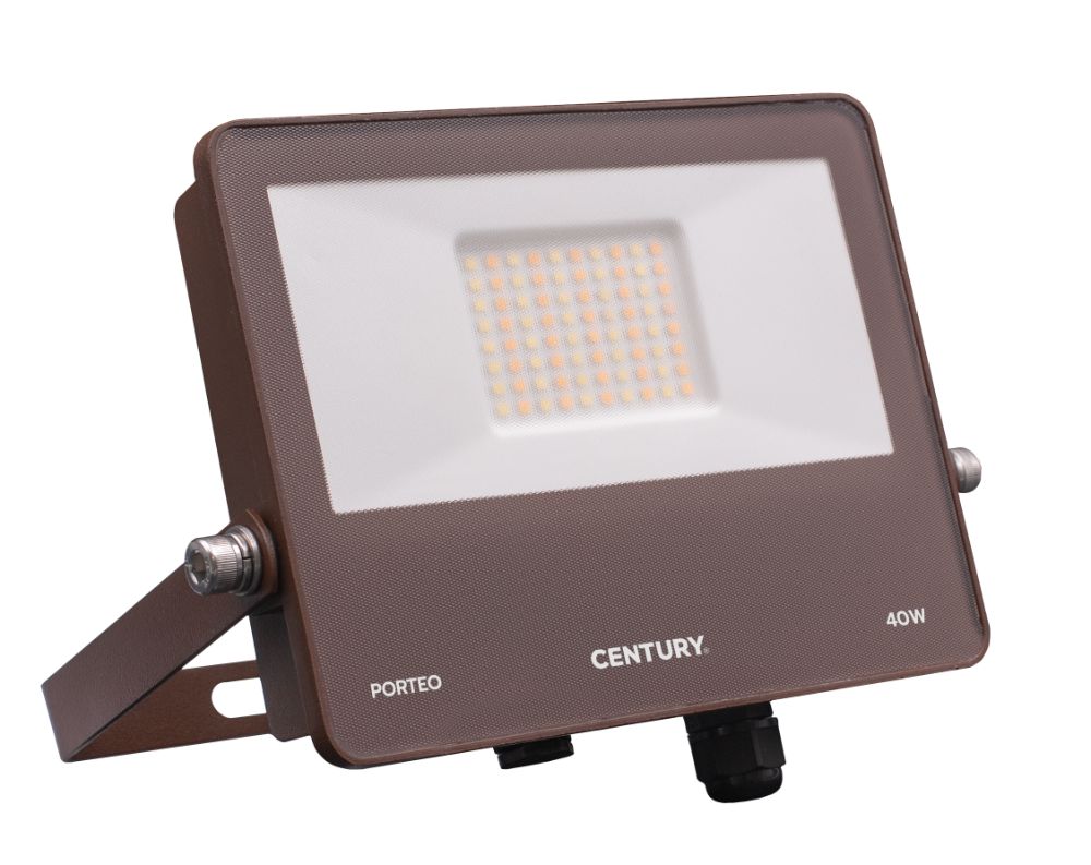 CENTURY PORTEO CCT LED reflektor 40W 3000/4000/6500K 4600lm IP65 hnědý s připojením přímo do svítidla