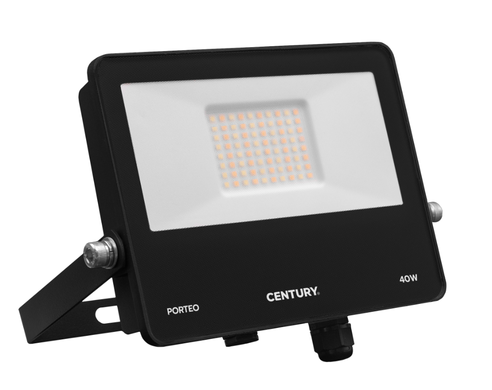 CENTURY PORTEO CCT LED reflektor 40W 3000/4000/6500K 4600lm IP65 černý s připojením přímo do svítidla