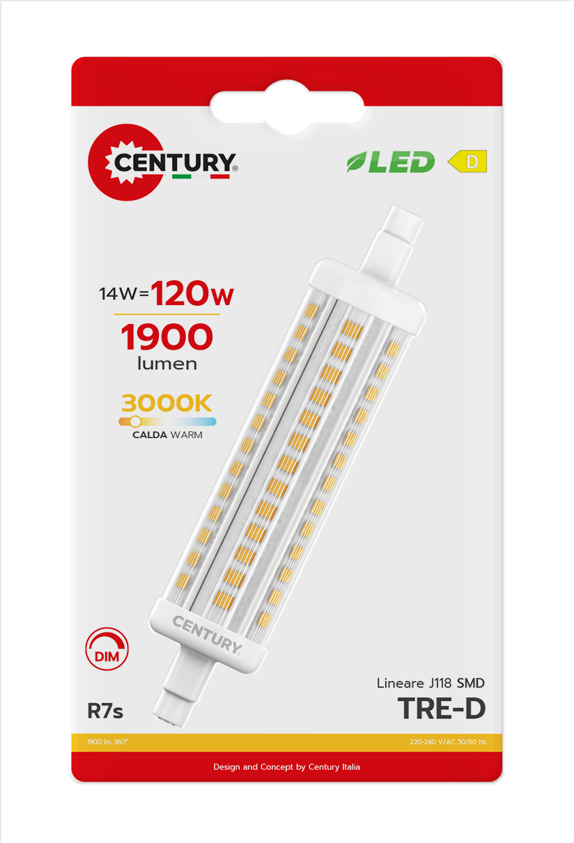 CENTURY TRE-D zdroj R7s 14W 3000K 1900lm stmívatelný