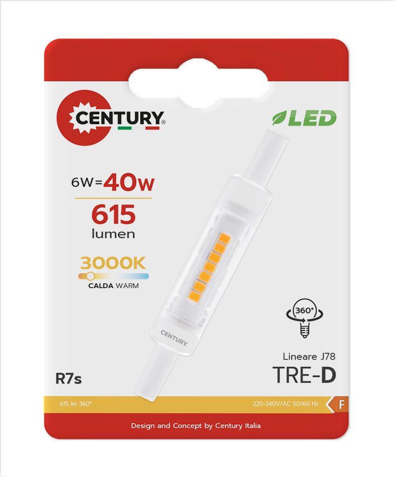 CENTURY LED zdroj 5W R7S 3000K 490lm