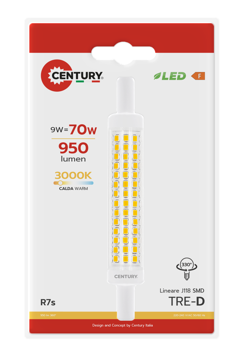 CENTURY LED zdroj 9W R7S 3000K 950lm